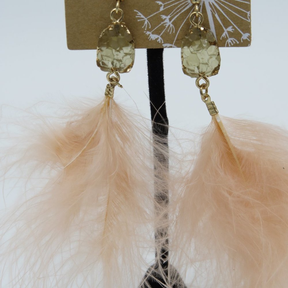 NWT-Peach Feather Drop Earrings